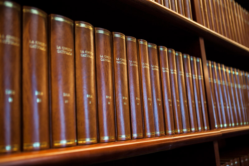 shelf containing books from a law library